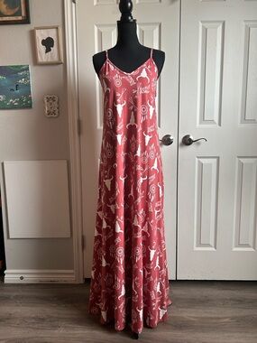 Abela Story + Co rust orange longhorn dream catcher maxi dress